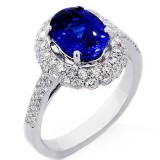 2.32 Cts Oval Cut Gemstone Oval Halo, Engagement Ring Set in 18K White Gold
